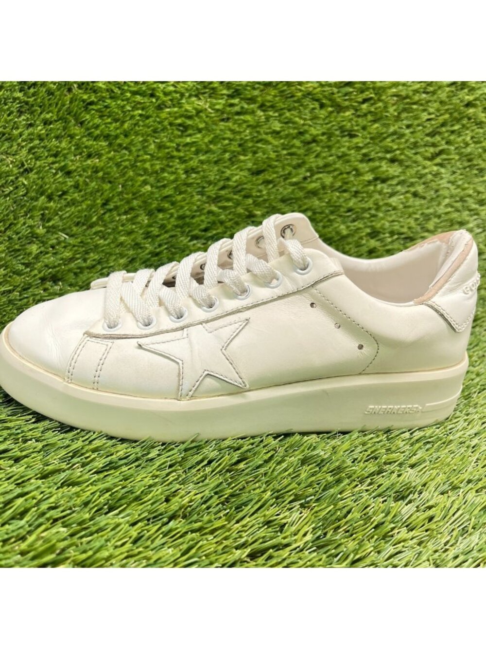 Golden Goose Purestar Womens Size 7 Ivory Athletic Lifestyle Shoes Sneakers - Picture 5 of 10